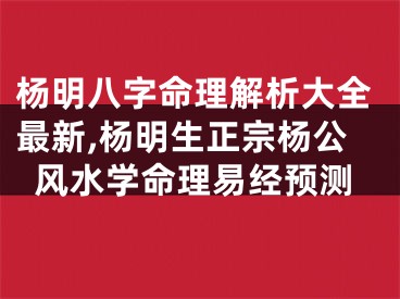 杨明八字命理解析大全最新,杨明生正宗杨公风水学命理易经预测