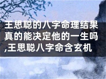 王思聪的八字命理结果真的能决定他的一生吗,王思聪八字命含玄机