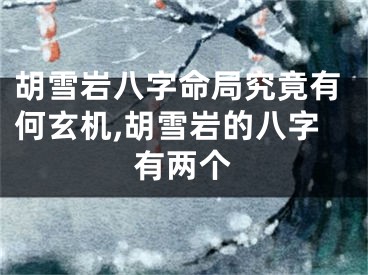 胡雪岩八字命局究竟有何玄机,胡雪岩的八字有两个