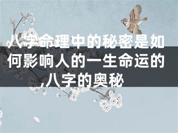 八字命理中的秘密是如何影响人的一生命运的,八字的奥秘