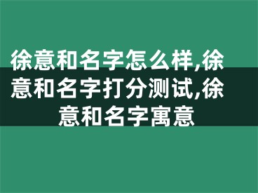 徐意和名字怎么样,徐意和名字打分测试,徐意和名字寓意