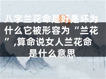 八字兰花命是好是坏为什么它被形容为“兰花”,算命说女人兰花命是什么意思