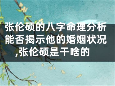 张伦硕的八字命理分析能否揭示他的婚姻状况,张伦硕是干啥的