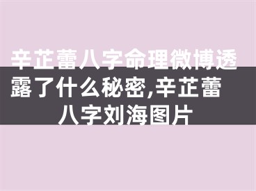 辛芷蕾八字命理微博透露了什么秘密,辛芷蕾八字刘海图片