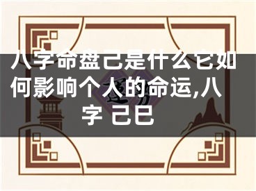 八字命盘己是什么它如何影响个人的命运,八字 己巳