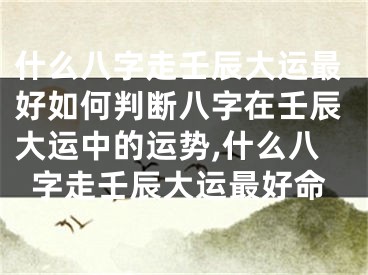 什么八字走壬辰大运最好如何判断八字在壬辰大运中的运势,什么八字走壬辰大运最好命