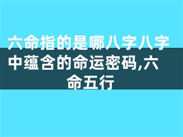 六命指的是哪八字八字中蕴含的命运密码,六命五行