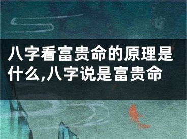 八字看富贵命的原理是什么,八字说是富贵命