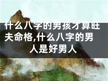 什么八字的男孩才算旺夫命格,什么八字的男人是好男人