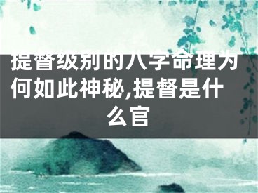 提督级别的八字命理为何如此神秘,提督是什么官