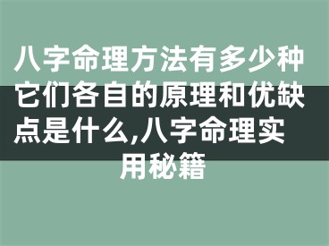 八字命理方法有多少种它们各自的原理和优缺点是什么,八字命理实用秘籍