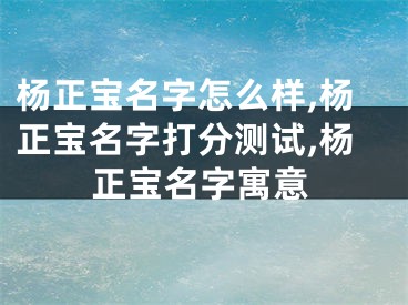 杨正宝名字怎么样,杨正宝名字打分测试,杨正宝名字寓意