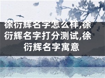 徐衍辉名字怎么样,徐衍辉名字打分测试,徐衍辉名字寓意