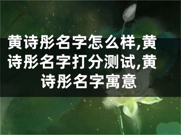 黄诗彤名字怎么样,黄诗彤名字打分测试,黄诗彤名字寓意