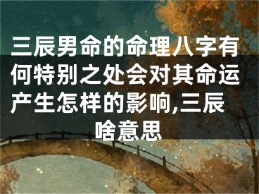 三辰男命的命理八字有何特别之处会对其命运产生怎样的影响,三辰啥意思