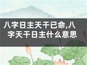 八字日主天干已命,八字天干日主什么意思