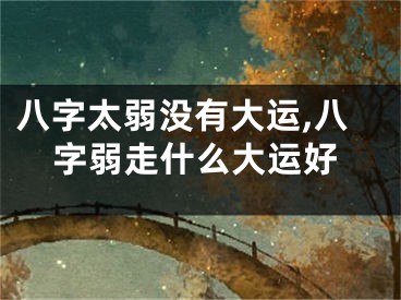 八字太弱没有大运,八字弱走什么大运好