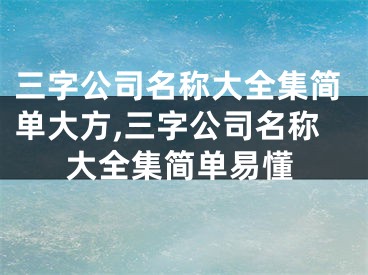 三字公司名称大全集简单大方,三字公司名称大全集简单易懂