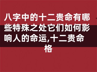 八字中的十二贵命有哪些特殊之处它们如何影响人的命运,十二贵命格