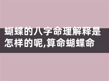 蝴蝶的八字命理解释是怎样的呢,算命蝴蝶命