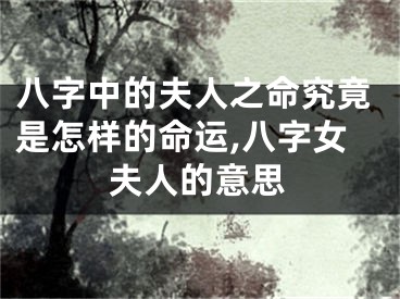 八字中的夫人之命究竟是怎样的命运,八字女夫人的意思