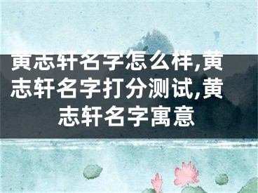 黄志轩名字怎么样,黄志轩名字打分测试,黄志轩名字寓意