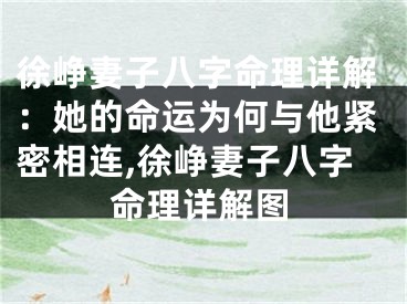 徐峥妻子八字命理详解：她的命运为何与他紧密相连,徐峥妻子八字命理详解图