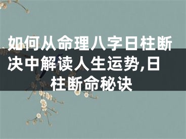 如何从命理八字日柱断决中解读人生运势,日柱断命秘诀