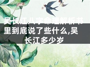 吴长江八字命理解析书里到底说了些什么,吴长江多少岁
