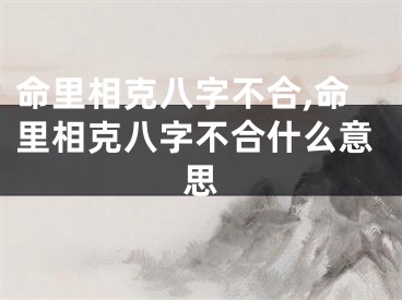命里相克八字不合,命里相克八字不合什么意思