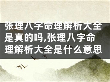 张理八字命理解析大全是真的吗,张理八字命理解析大全是什么意思