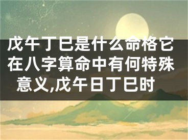 戊午丁巳是什么命格它在八字算命中有何特殊意义,戊午日丁巳时