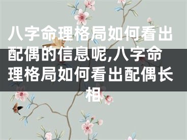 八字命理格局如何看出配偶的信息呢,八字命理格局如何看出配偶长相