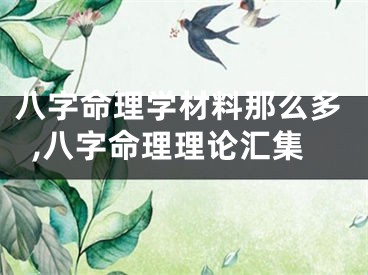 八字命理学材料那么多,八字命理理论汇集