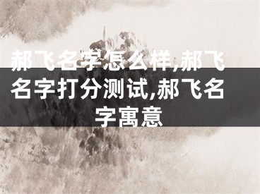 郝飞名字怎么样,郝飞名字打分测试,郝飞名字寓意