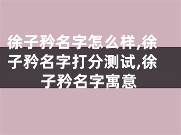 徐子矜名字怎么样,徐子矜名字打分测试,徐子矜名字寓意