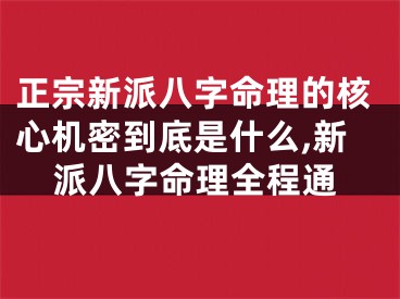 正宗新派八字命理的核心机密到底是什么,新派八字命理全程通