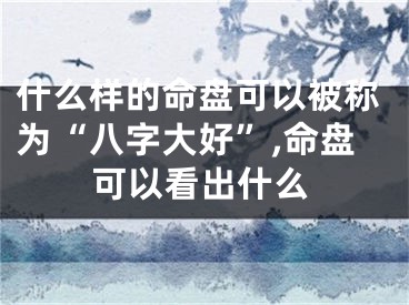 什么样的命盘可以被称为“八字大好”,命盘可以看出什么