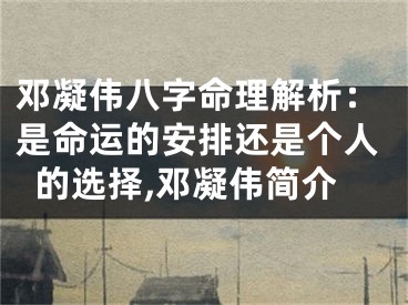 邓凝伟八字命理解析：是命运的安排还是个人的选择,邓凝伟简介