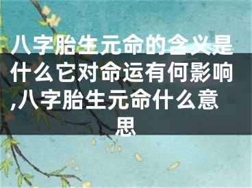 八字胎生元命的含义是什么它对命运有何影响,八字胎生元命什么意思
