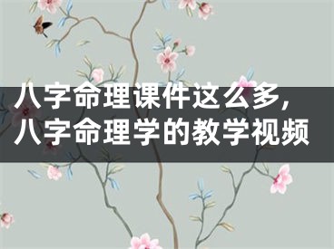 八字命理课件这么多,八字命理学的教学视频