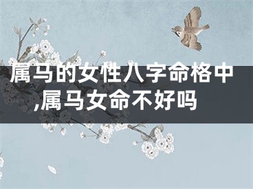 属马的女性八字命格中,属马女命不好吗