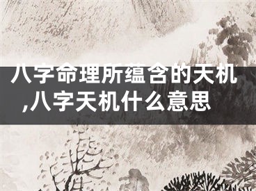 八字命理所蕴含的天机,八字天机什么意思