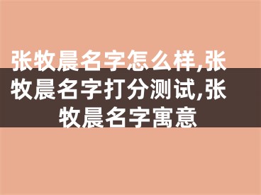 张牧晨名字怎么样,张牧晨名字打分测试,张牧晨名字寓意