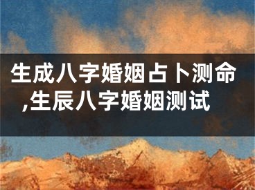 生成八字婚姻占卜测命,生辰八字婚姻测试