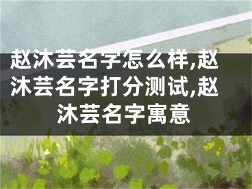 赵沐芸名字怎么样,赵沐芸名字打分测试,赵沐芸名字寓意