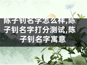 陈子钊名字怎么样,陈子钊名字打分测试,陈子钊名字寓意
