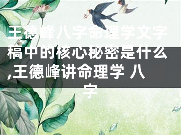 王德峰八字命理学文字稿中的核心秘密是什么,王德峰讲命理学 八字