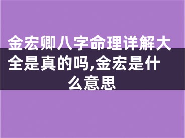 金宏卿八字命理详解大全是真的吗,金宏是什么意思