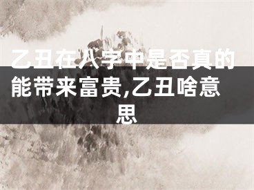乙丑在八字中是否真的能带来富贵,乙丑啥意思